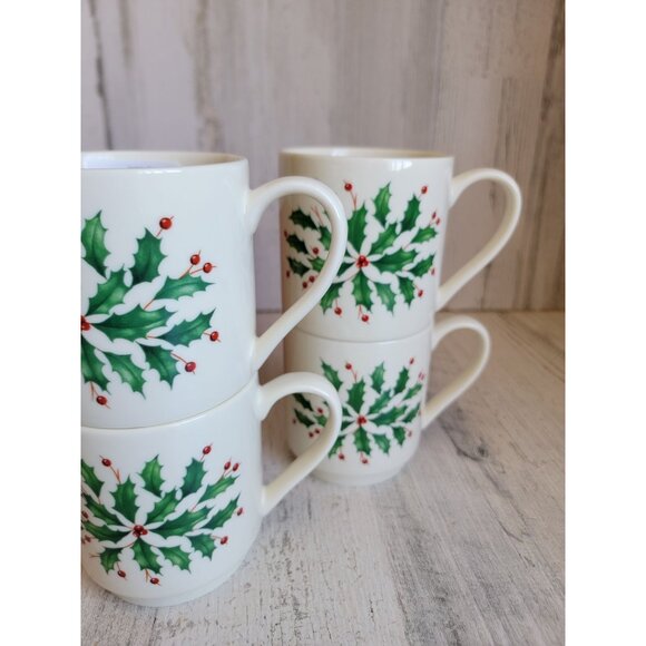 Lenox holiday stacking mug mistletoe 12 oz cup Xmas home decor - Picture 3 of 7